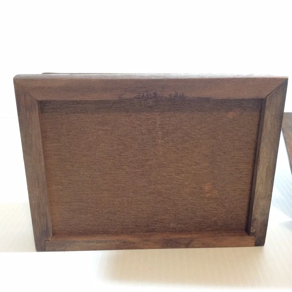 Lot 2 Wooden Box Playing Cards Holder One with Silver Duck and Plain